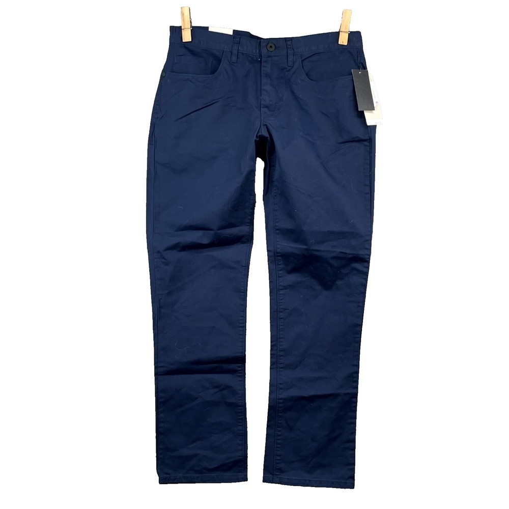 Kenneth Cole Reaction Sateen Pants Men's 33x28.5* Blue Slim Fit Cotton Casual